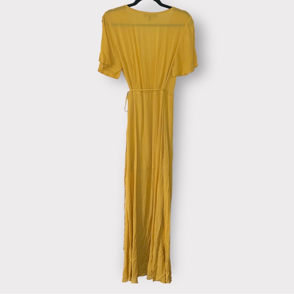 Lulu’s Much Obliged Golden Wrap Dress Large - Picture 3 of 4